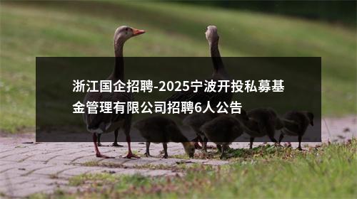 浙江国企招聘-2025宁波开投私募基金管理有限公司招聘6人公告 图片