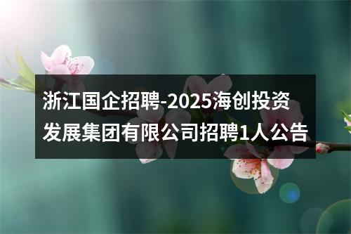 浙江国企招聘-2025海创投资发展集团有限公司招聘1人公告 图片